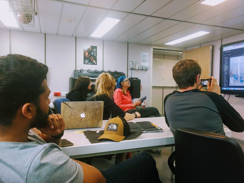 The anticipation is building in the operations room, looking at the external cameras and bathymetry of the seafloor.