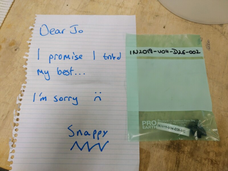 Just one basalt was retrieved by our dredge 'Snappy'. Chief Scientist, Jo Whittaker, will not be happy.