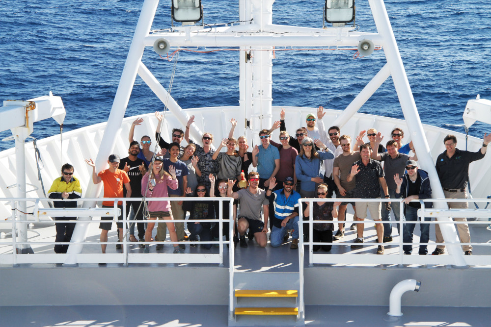 Group photo on the front deck.
