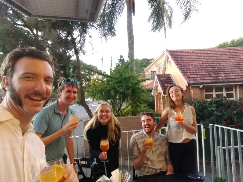 Enjoying an alcoholic beverage for the first time in almost a month.